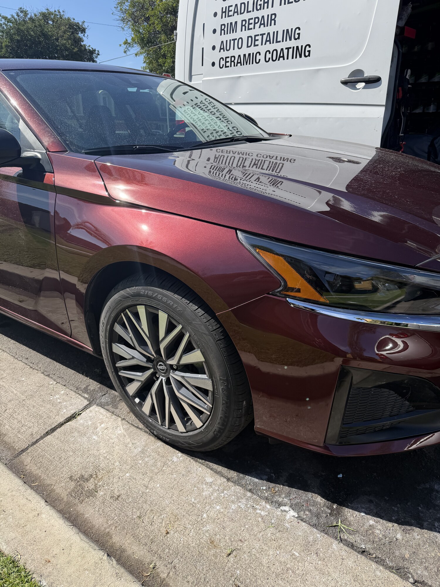 Nissan Altima fender scuff blended and refinished — after