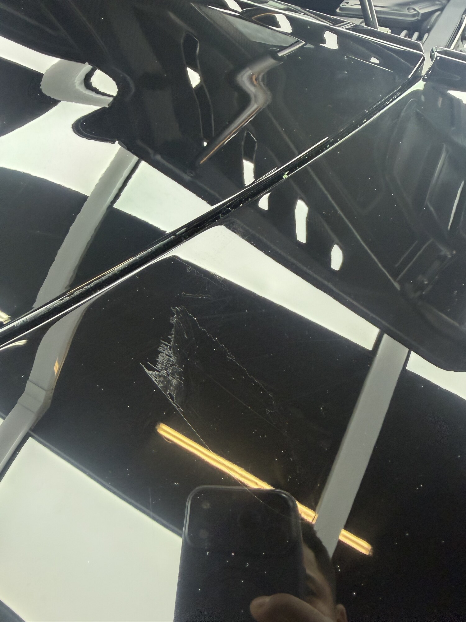 Lamborghini paint scratch removed and polished — before
